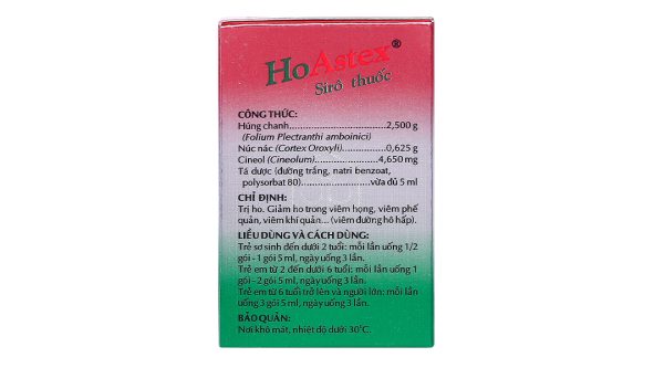 Siro HoAstex trị ho, viêm phế quản (30 gói x 5ml)