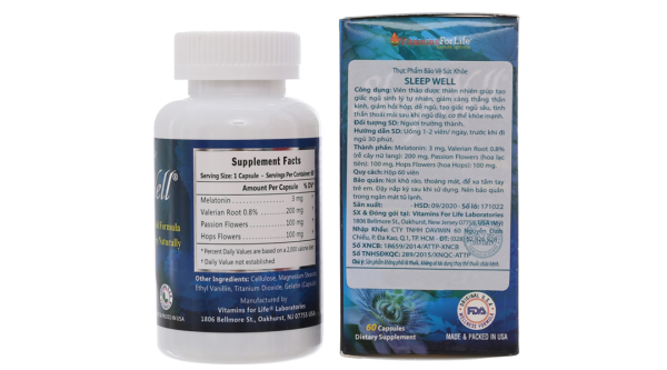 Sleep Well giúp ngủ ngon, giảm căng thẳng thần kinh chai 60 viên