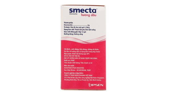 Thuốc bột pha hỗn dịch uống Smecta hương dâu 3g trị tiêu chảy cấp (12 gói x 3.76g)