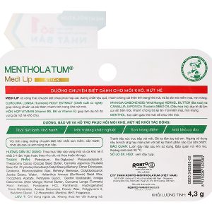 Son dưỡng môi Mentholatum Medi Lip Stick mịn màng, giảm khô môi cây 4.3g