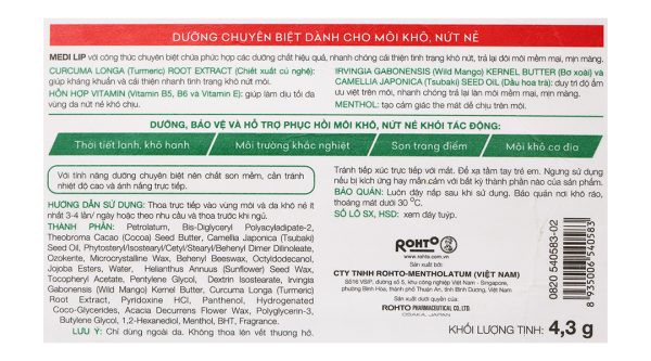 Son dưỡng môi Mentholatum Medi Lip Stick mịn màng, giảm khô môi cây 4.3g