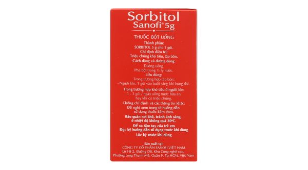 Thuốc bột Sorbitol Sanofi 5g trị chứng khó tiêu, táo bón (20 gói x 5g)
