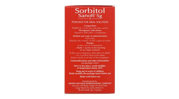 Thuốc bột Sorbitol Sanofi 5g trị chứng khó tiêu, táo bón (20 gói x 5g)