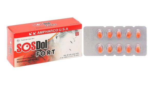 SOSDol Fort 50mg giảm đau, kháng viêm xương khớp, gout cấp (3 vỉ x 10 viên)