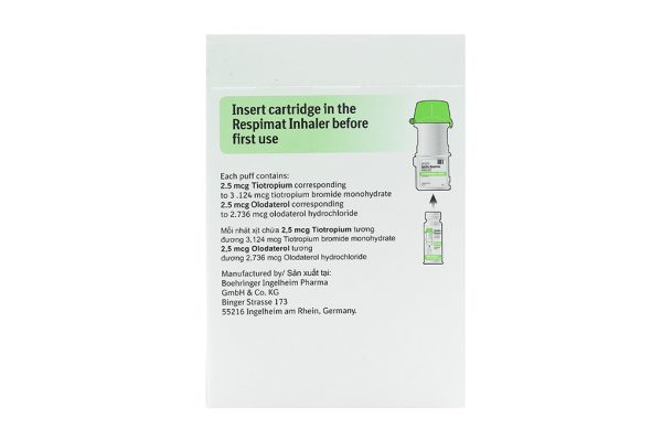 Dung dịch hít Spiolto Respimat 2.5mcg/2.5mcg trị tắc nghẽn phổi mãn tính bình 30 liều xịt