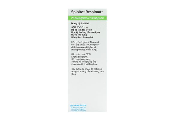 Dung dịch hít Spiolto Respimat 2.5mcg/2.5mcg trị tắc nghẽn phổi mãn tính bình 30 liều xịt