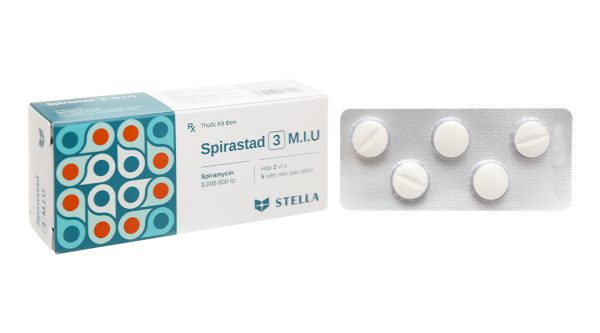 Spirastad 3 M.I.U trị nhiễm khuẩn đường hô hấp, da, và sinh dục (2 vỉ x 5 viên)