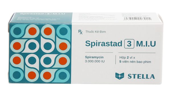 Spirastad 3 M.I.U trị nhiễm khuẩn đường hô hấp, da, và sinh dục (2 vỉ x 5 viên)