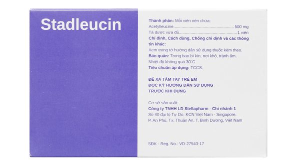 Stadleucin 500mg trị triệu chứng chóng mặt (10 vỉ x 10 viên)