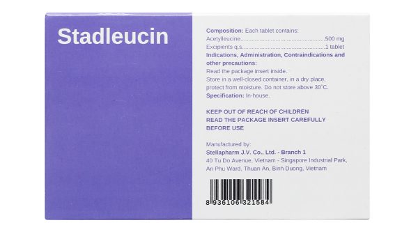 Stadleucin 500mg trị triệu chứng chóng mặt (10 vỉ x 10 viên)