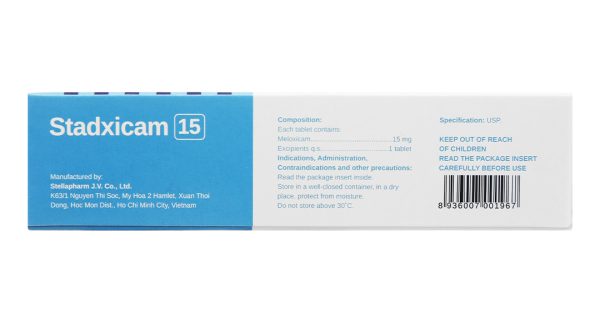Stadxicam 15mg trị viêm xương khớp (3 vỉ x 10 viên)