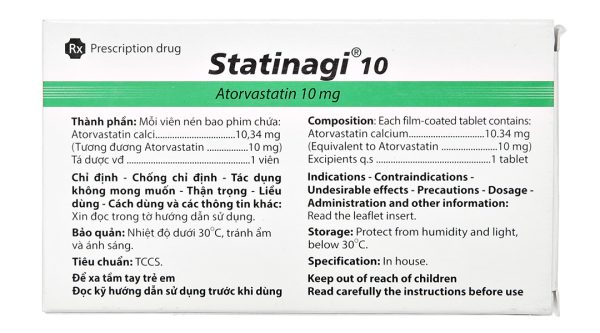 Statinagi 10 trị rối loạn mỡ máu (6 vỉ x 10 viên)