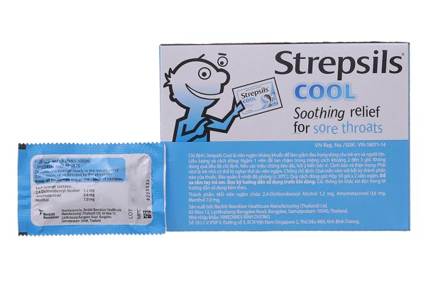 Viên ngậm Strepsils Cool kháng khuẩn, giảm đau họng (50 gói x 2 viên)