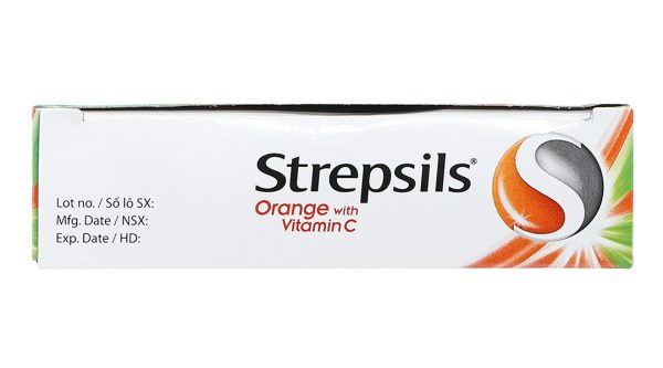 Viên ngậm Strepsils Orange With Vitamin C giảm đau họng (2 vỉ x 12 viên)