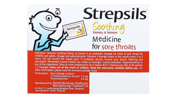 Viên ngậm Strepsils Soothing Honey & Lemon giảm đau họng (50 gói x 2 viên)