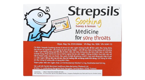 Viên ngậm Strepsils Soothing Honey & Lemon giảm đau họng (50 gói x 2 viên)