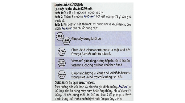 Sữa bột Prosure cho người đang hoặc có nguy cơ sụt cân do hao mòn hương vani (380g)