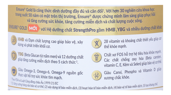 Sữa bột Ensure Gold Strengthpro phục hồi và tăng cường sức khỏe hương vani (380g)