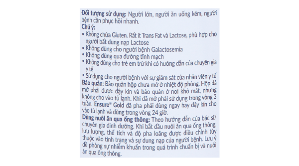 Sữa bột Ensure Gold Strengthpro phục hồi và tăng cường sức khỏe hương vani (380g)