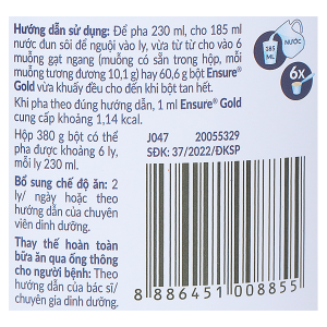 Sữa bột Ensure Gold Strengthpro phục hồi và tăng cường sức khỏe hương vani (380g)