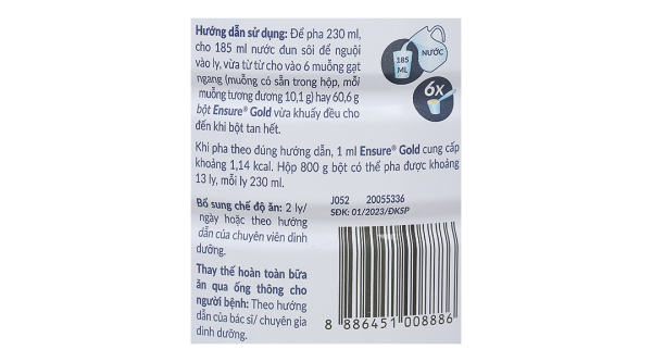 Sữa bột Ensure Gold Strengthpro tăng cường sức khỏe hương vani ít ngọt (800g)