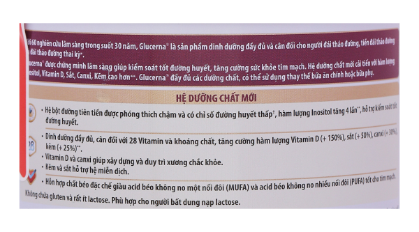 Sữa bột Glucerna bổ sung dinh dưỡng cho người tiểu đường hương vani (380g)