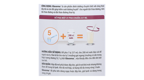 Sữa bột Glucerna bổ sung dinh dưỡng cho người tiểu đường hương vani (800g)