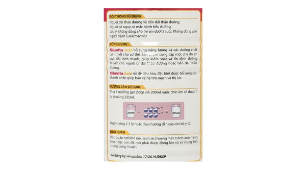 Sữa bột Gluvita Gold bổ sung dinh dưỡng cho người đái tháo đường (900g)
