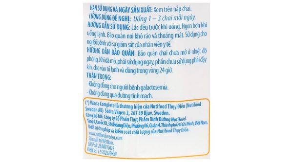 Sữa bột pha sẵn Nutifood Varna Complete bổ sung dinh dưỡng cho người ốm, bệnh (237ml)