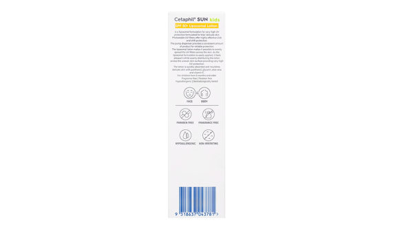 Sữa chống nắng Cetaphil Sun Kids Liposomal lotion SPF50+ dịu lành cho bé chai 150ml