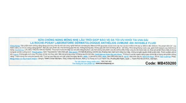 Sữa chống nắng La Roche-Posay Anthelios UVMune 400 Invisible Fluide chai 50ml