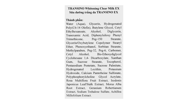Sữa dưỡng trắng da Transino Whitening Clear Milk EX ngừa nám và tàn nhang chai 100ml