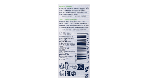 Sữa rửa mặt CeraVe Hydrating Cleanser sạch sâu cho da thường và da khô chai 88ml