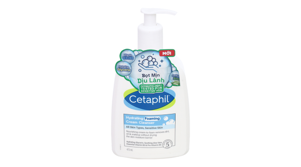 Sữa rửa mặt Cetaphil Hydrating Foaming Cream Cleanser tạo bọt dịu lành chai 473ml