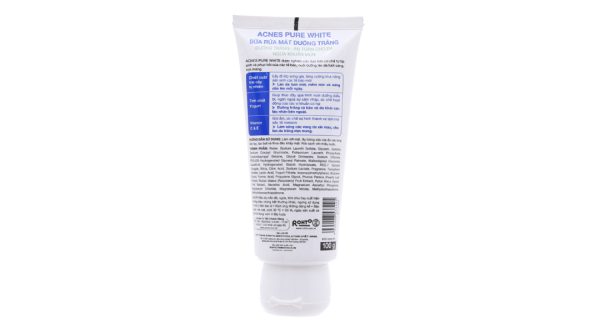Sữa rửa mặt Acnes Pure White dưỡng da trắng sáng, ngừa mụn tuýp 100g