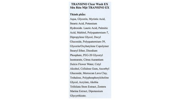 Sữa rửa mặt TRANSINO Clear Wash EX làm sạch sâu, se khít lỗ chân lông tuýp 100g