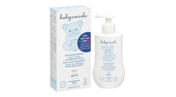 Sữa tắm gội Babycoccole chiết xuất hoa sen ngừa rôm sảy giữ ẩm cho da chai 250ml