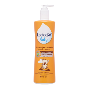 Sữa tắm gội Lactacyd Baby Active Play giúp dưỡng ẩm, giảm kích ứng cho da bé chai 500ml