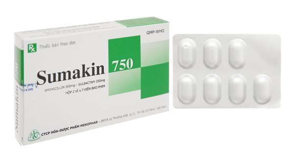Sumakin 750 trị nhiễm khuẩn do vi khuẩn nhạy cảm (2 vỉ x 7 viên)