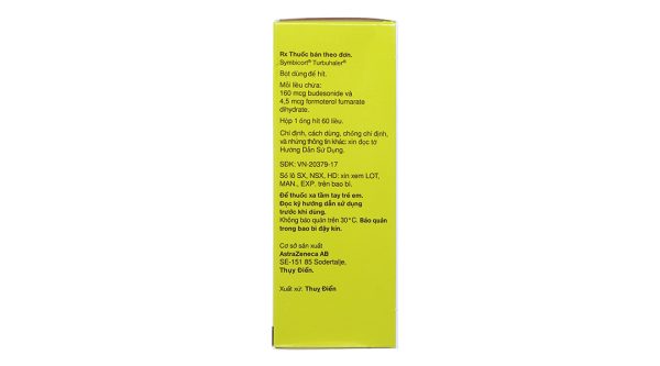 Bột hít phân liều Symbicort Turbuhaler 160/4.5mcg trị hen suyễn ống 60 liều hít