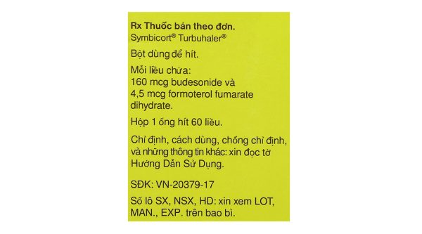 Bột hít phân liều Symbicort Turbuhaler 160/4.5mcg trị hen suyễn ống 60 liều hít