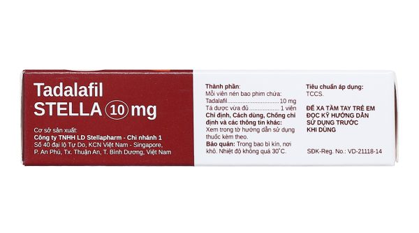 Tadalafil Stella 10mg trị rối loạn cương dương (1 vỉ x 2 viên)