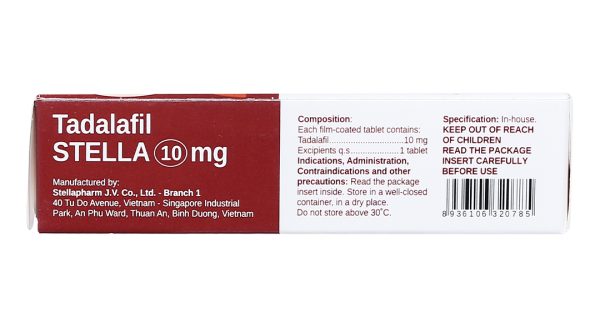 Tadalafil Stella 10mg trị rối loạn cương dương (1 vỉ x 2 viên)