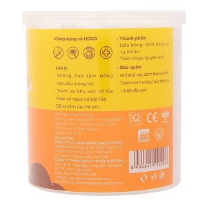 Tăm bông trẻ em Bông Bạch Tuyết đầu tròn hộp 336 que