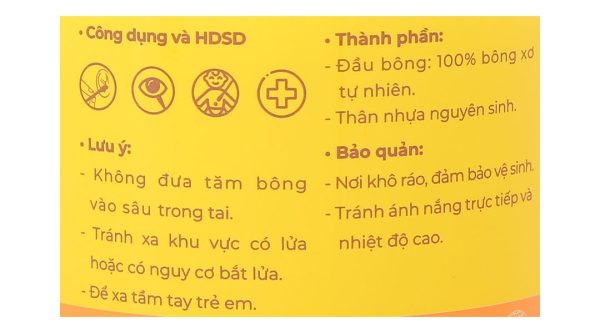 Tăm bông trẻ em Bông Bạch Tuyết đầu tròn hộp 336 que