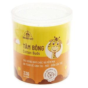 Tăm bông trẻ em Bông Bạch Tuyết đầu tròn hộp 336 que