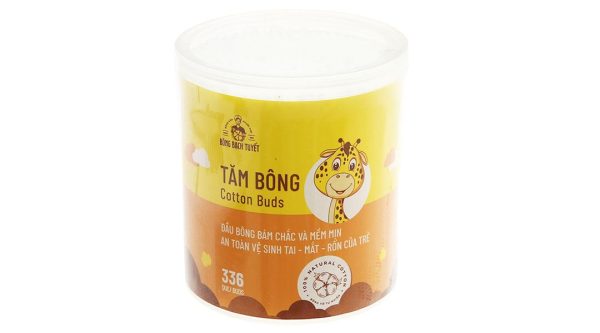 Tăm bông trẻ em Bông Bạch Tuyết đầu tròn hộp 336 que