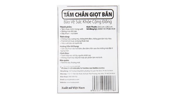 Tấm chắn giọt bắn Trường Dương (20.5cm x 29.5cm)