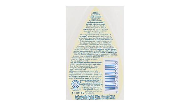 Tắm gội toàn thân cho bé Johnson's Baby mềm mại như bông chai 200ml