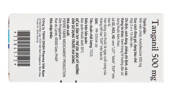 Tanganil 500mg trị chóng mặt (3 vỉ x 10 viên)